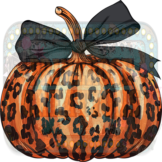 Leopard Pumpkin and Black Coquette Bow