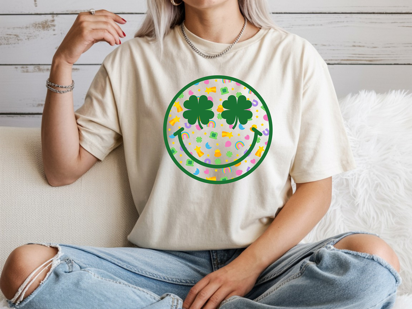 Lucky Smiley - Full Color DTF Transfer - RTS