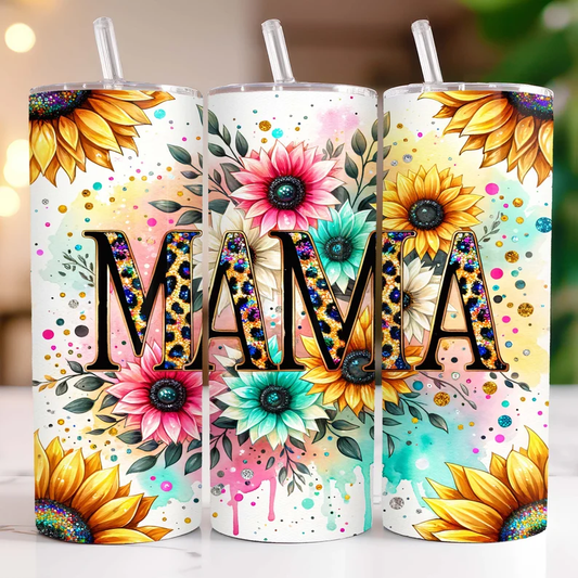 MAMA LEOPARD GLITTER - 20oz TUMBLER WRAP