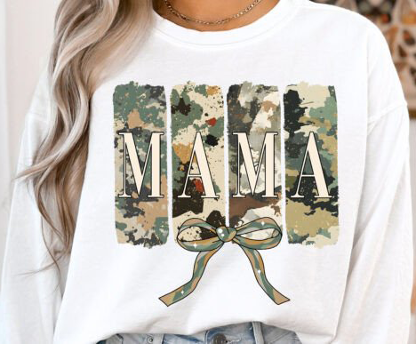 Mama Camo Brushstrokes Coquette - DTF TRANSFER - PREORDER