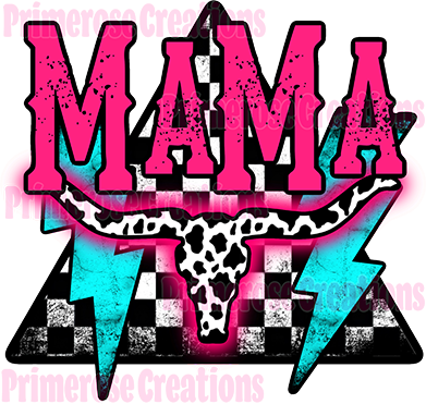 Mama Cow Skull Retro