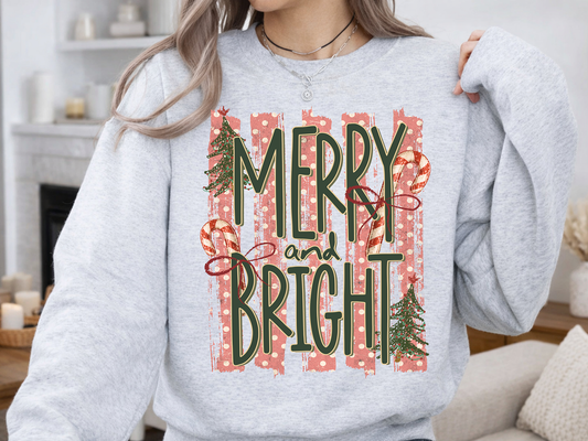 Merry & Bright Striped - Full Color DTF Transfer - Flash Grab Friday