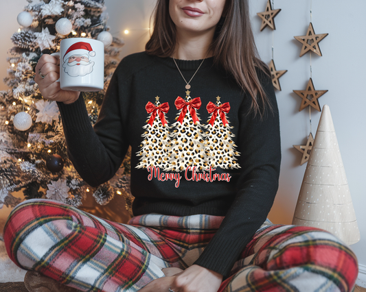 Merry Christmas Leopard Trees- Full Color DTF Transfer - Friday New Releases