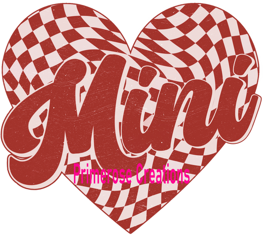 Mini Retro Heart Checkered DTF