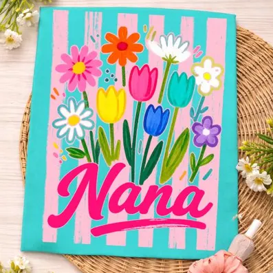 Nana Tulips - Full Color - DTF Transfer - 2-5 Business Days