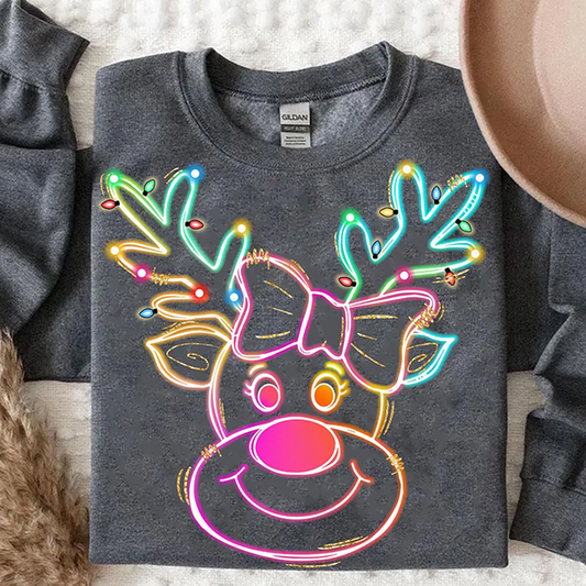 Neon Rudolf - Full Color DTF Transfer - Christmas In July