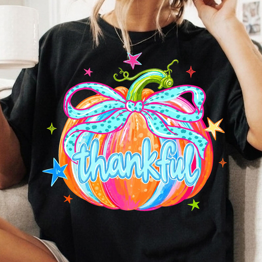 Neon Thankful - Full Color DTF Transfer - Thrifty Thursday