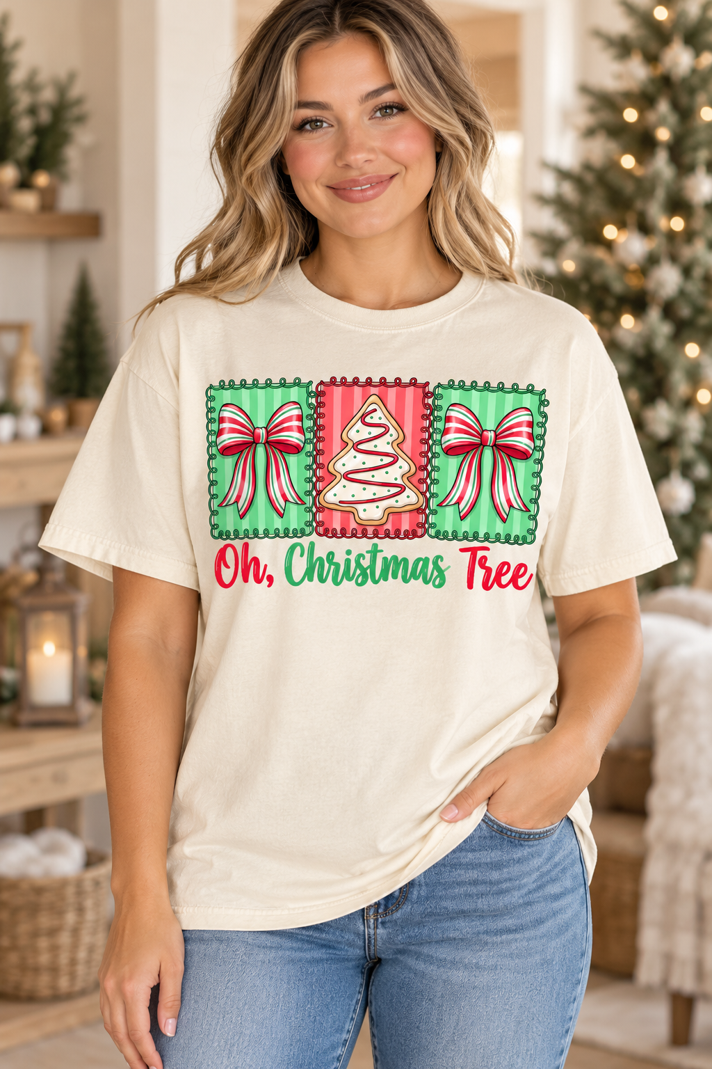 Oh Christmas Tree- Red and Green - Full Color DTF TRANSFER