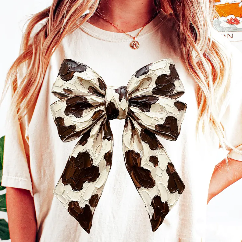 Painted Cowhide Bow - Full Color - DTF Transfer - Flash Grab Friday