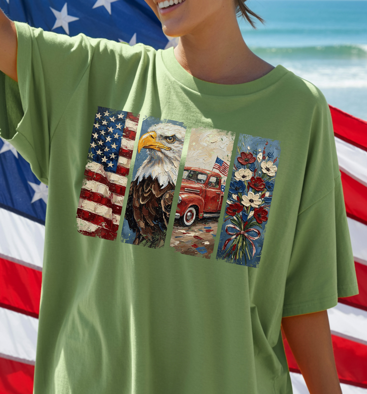 Painted Distressed American - Full Color - DTF Transfer - Flash Grab Friday