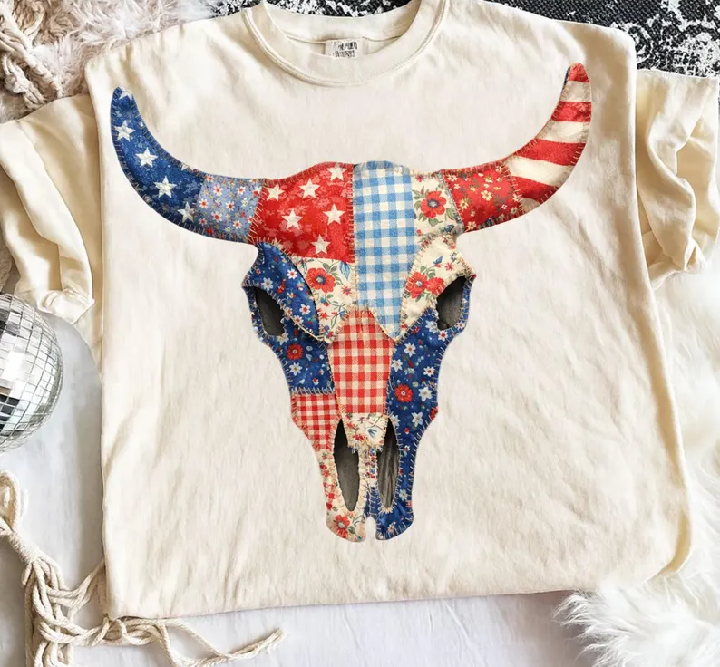 Patriotic Skull - Full Color - DTF Transfer - 2-5 Business Days