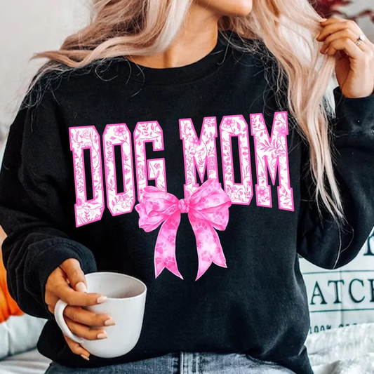 PINK FLORAL DOG MOM - DTF TRANSFER - PREORDER