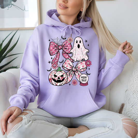 Pink Floral Trick or Treat Collage- Full Color DTF Transfer - Friday New Releases