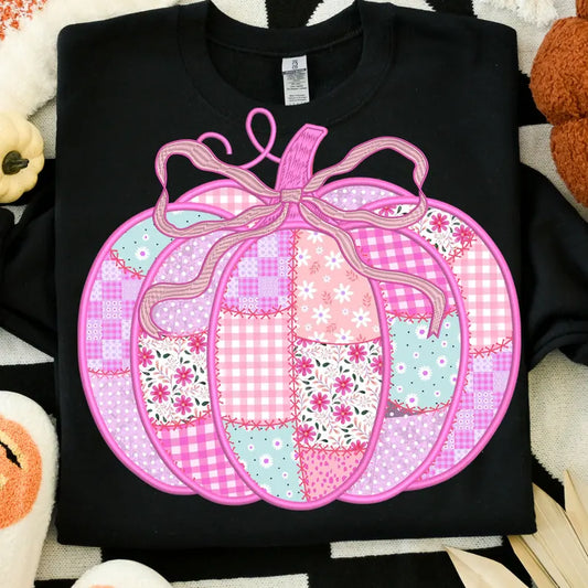 Pink Quilted Pumpkin- Full Color- DTF TRANSFER-NEW RELEASE