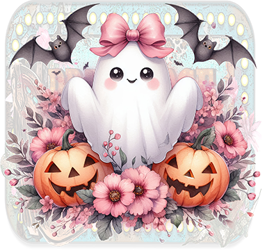 Pink Girl Ghost and Pumpkin