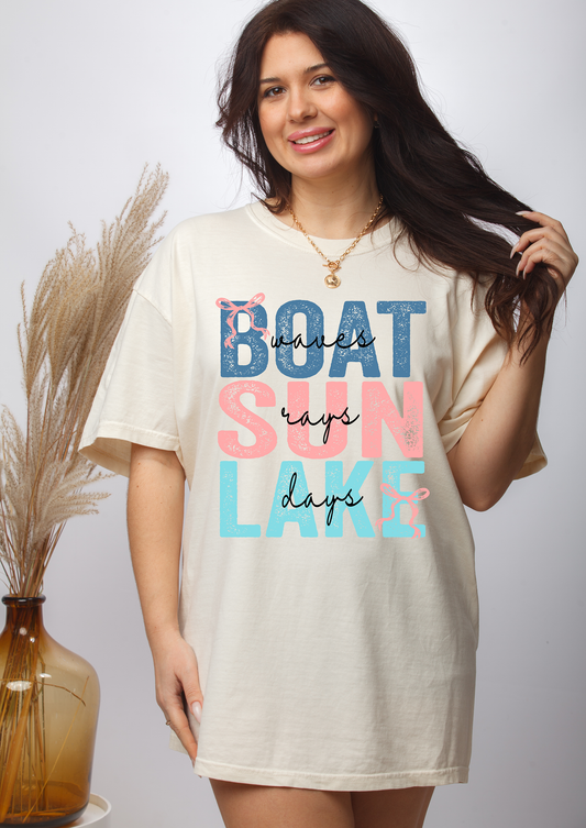 Preppy Boat, Sun, Lake - Full Color - DTF Transfer - 2-5 Business Days