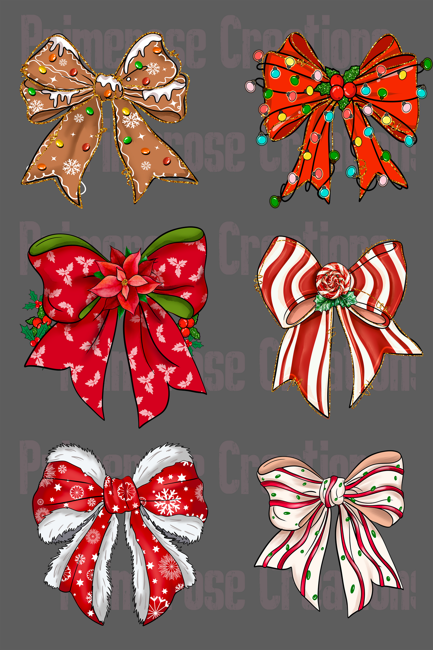 Preppy Christmas Coquette Bow- Pre Made Gang Sheet 24X36