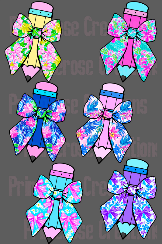 Preppy Floral pencil Coquette- Pre Made Gang Sheet 24X36