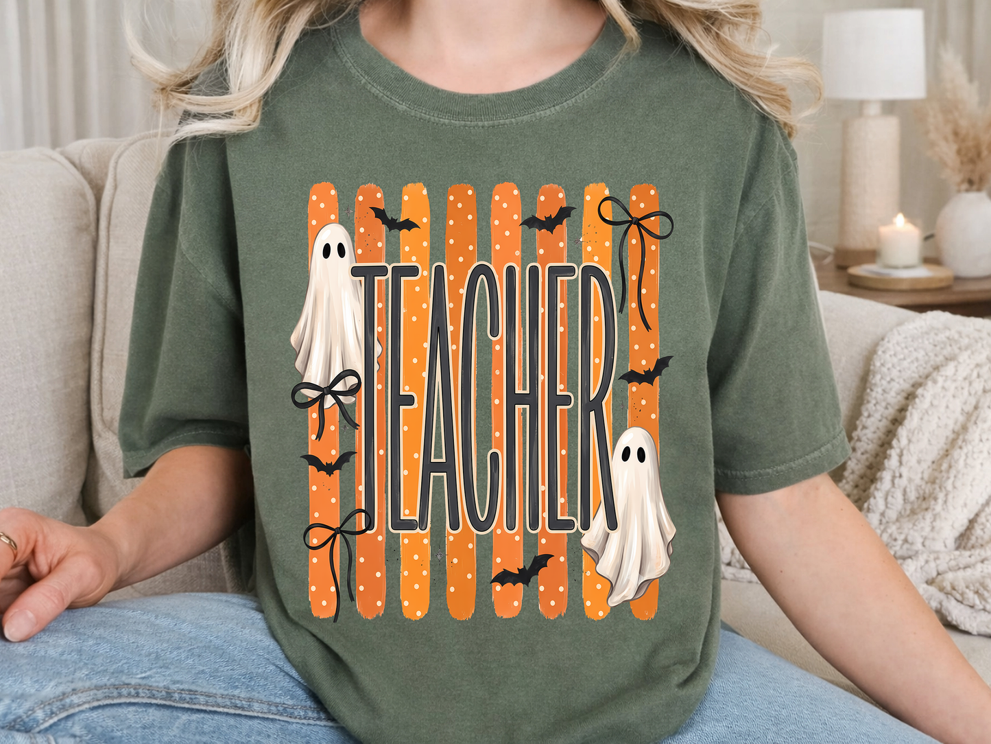 Preppy Halloween Teacher Ghost - DTF Transfer - Flash Grab Friday