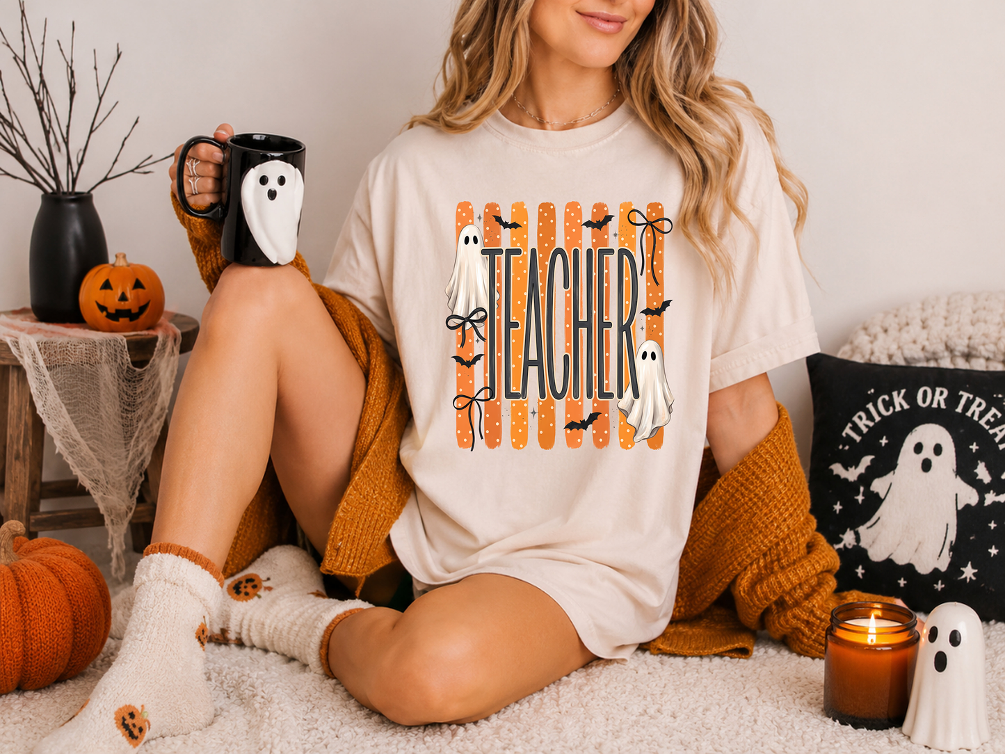 Preppy Halloween Teacher Ghost - DTF Transfer - Flash Grab Friday