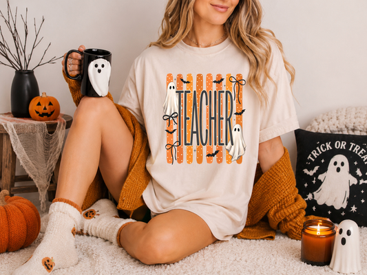 Preppy Halloween Teacher Ghost - DTF Transfer - Flash Grab Friday