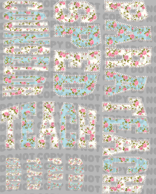 Preppy Teacher Spring - Pre-Made Gang Sheet - 24x24