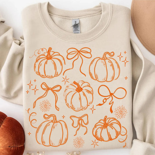 Pumpkin Coquette Collage - Orange - Full Color DTF Transfer - Thrifty Thursday