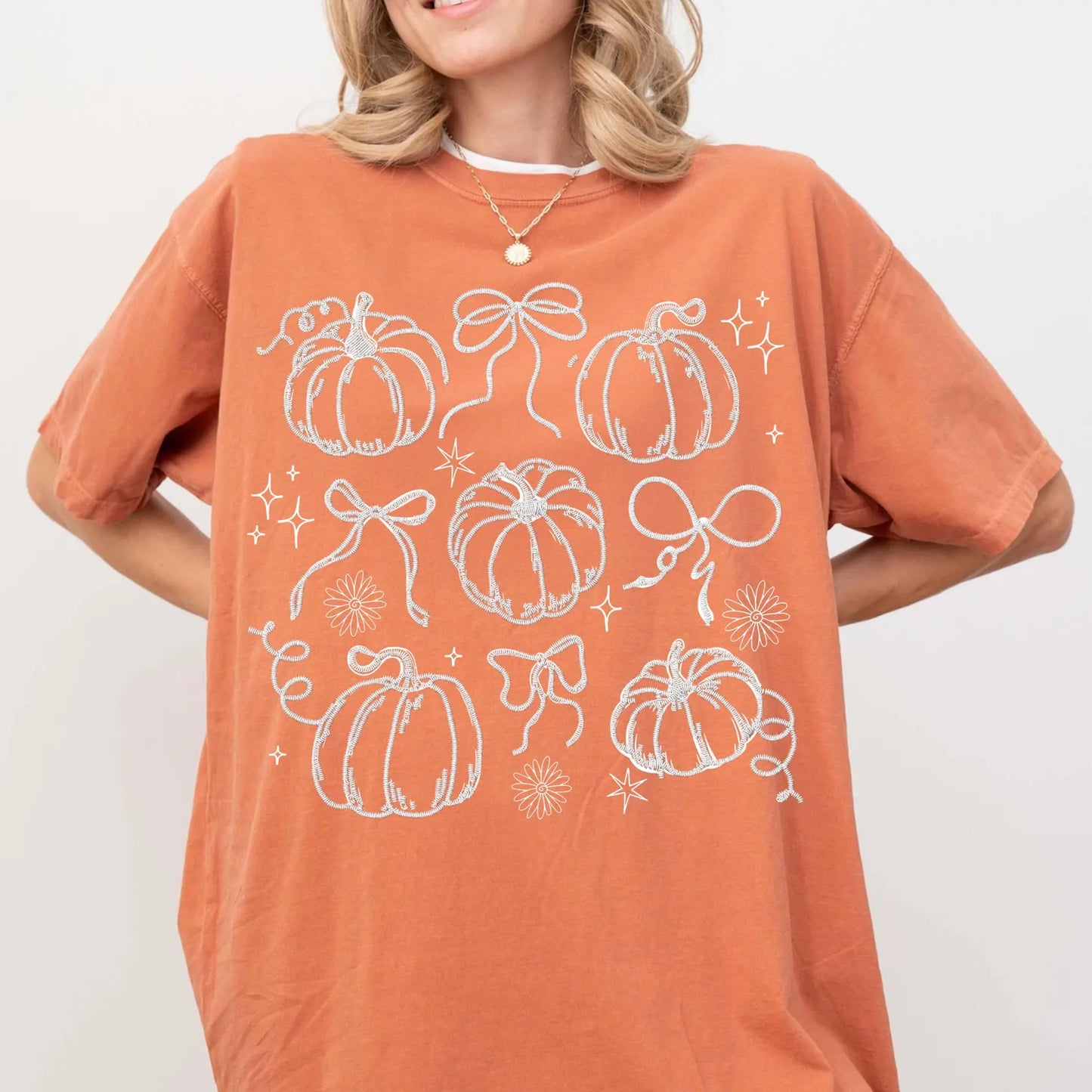 Pumpkin Coquette Collage - White - Full Color DTF Transfer - Thrifty Thursday