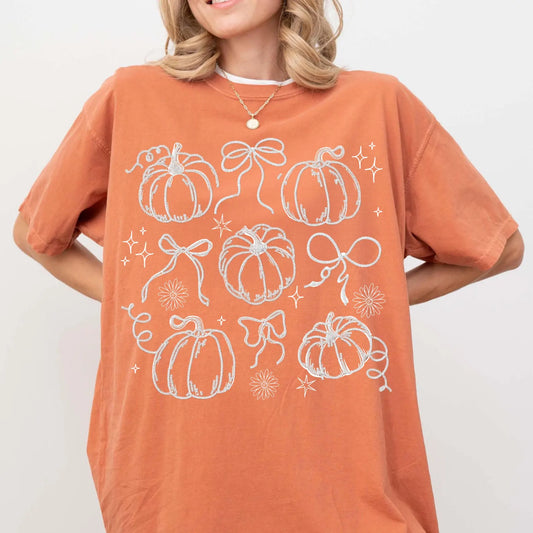 Pumpkin Coquette Collage - White - Full Color DTF Transfer - Thrifty Thursday
