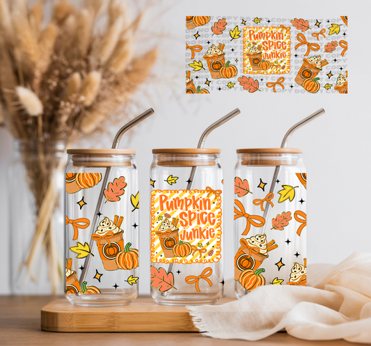 Pumpkin Spice Junkie - 16 oz UVDTF Wrap - RTS