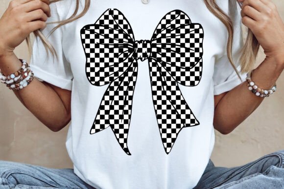RETRO CHECKERED COQUETTE BOW - DTF TRANSFER - WHOLESALE