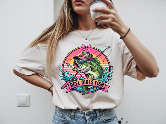 Reel Girls Fish - Full Color - DTF Transfer - Flash Grab Friday