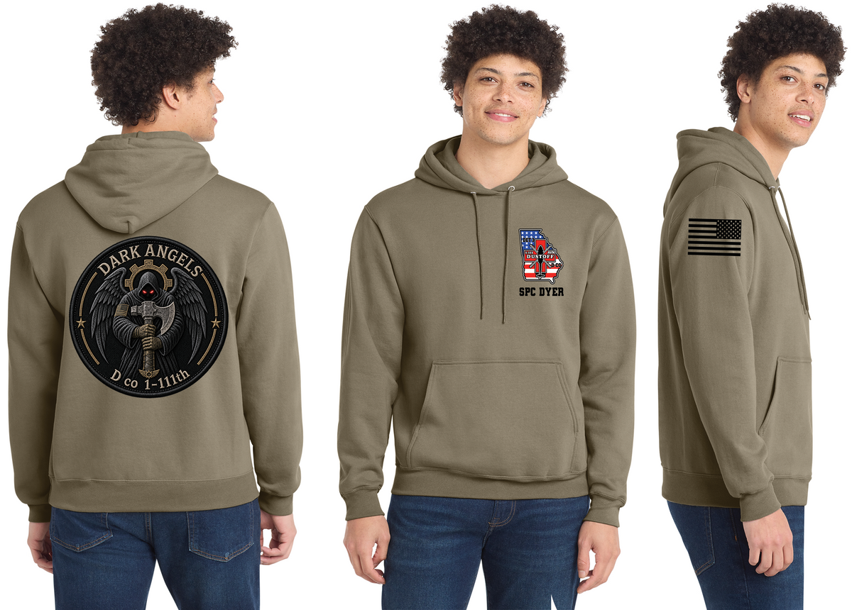Regular Hoodie - Front, Back, & Shoulder - Rank & Name