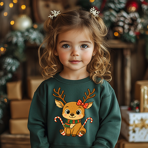 Reindeer Girl-Youth-Full Color-DTF Transfer-2-5 Business Days