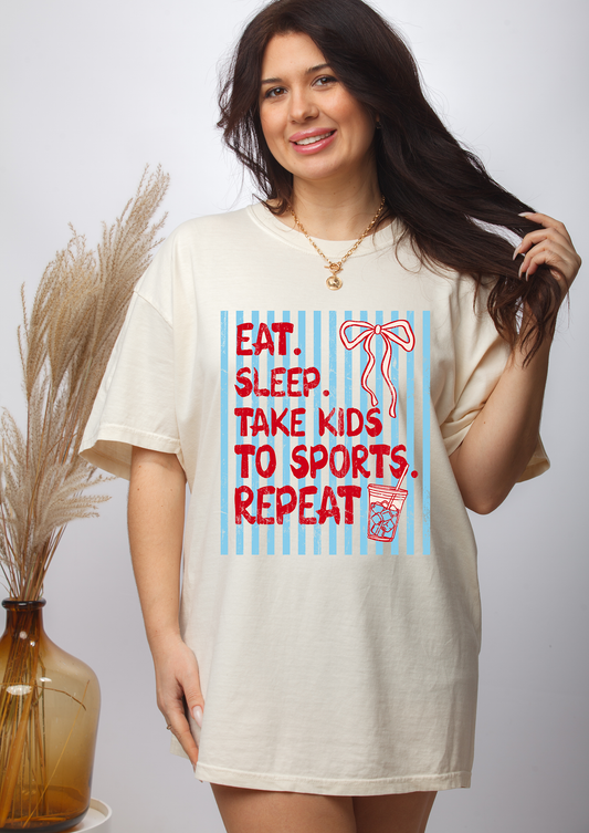 Eat Sleep Repeat Sports - Full Color - DTF Transfer - 2-5 Business Days