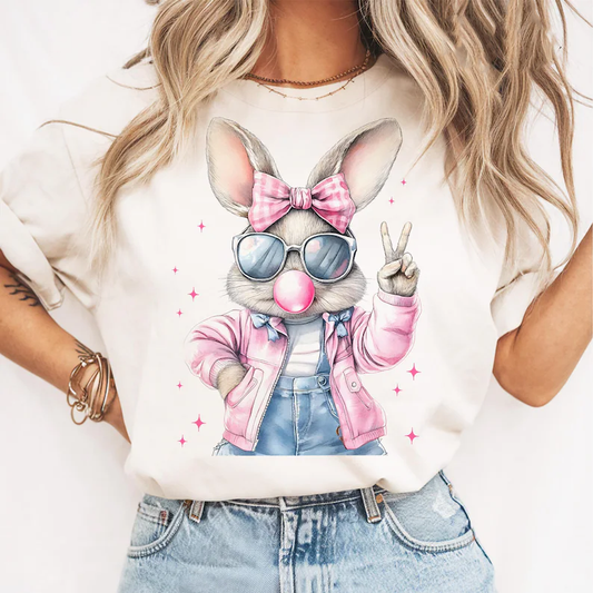 RETRO BUBBLEGUM BUNNY - DTF TRANSFER -