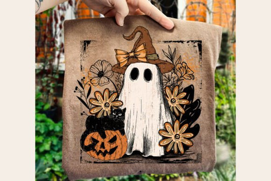 Retro Distressed Ghostie- Full Color- DTF TRANSFER-NEW RELEASE