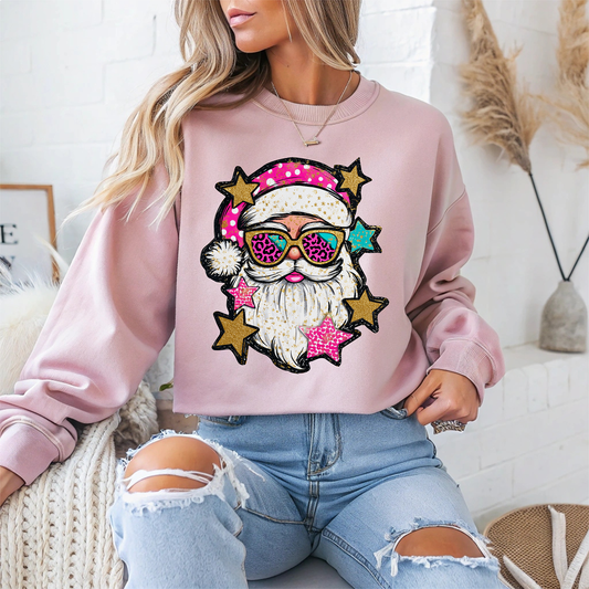 Retro Glitter Santa-Full Color-DTF TRANSFER-2-5 Business Days
