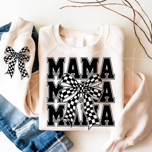 Retro Checkered Mama Repeat Coquette W/Pocket or Cuff Print -