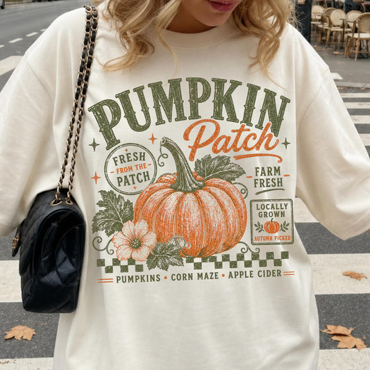 Retro Pumpkin Patch - Full Color DTF Transfer - 2-5 Business Days