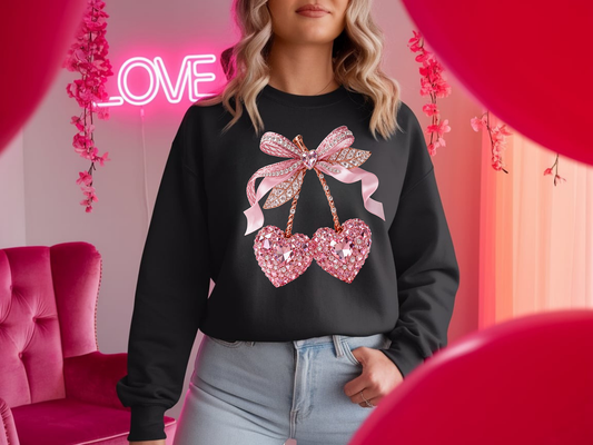 Faux Rhinestone Cherries - Full Color DTF Transfer -2-5 Business Days