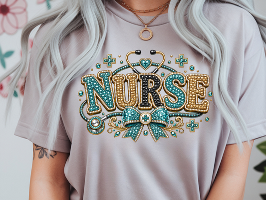 Rhinestone Nurse- Full Color - DTF Transfer - Flash Grab Friday