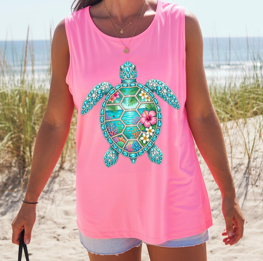 Rhinestone Sea Turtle - Full Color - DTF Transfer - 2-5 Business Days