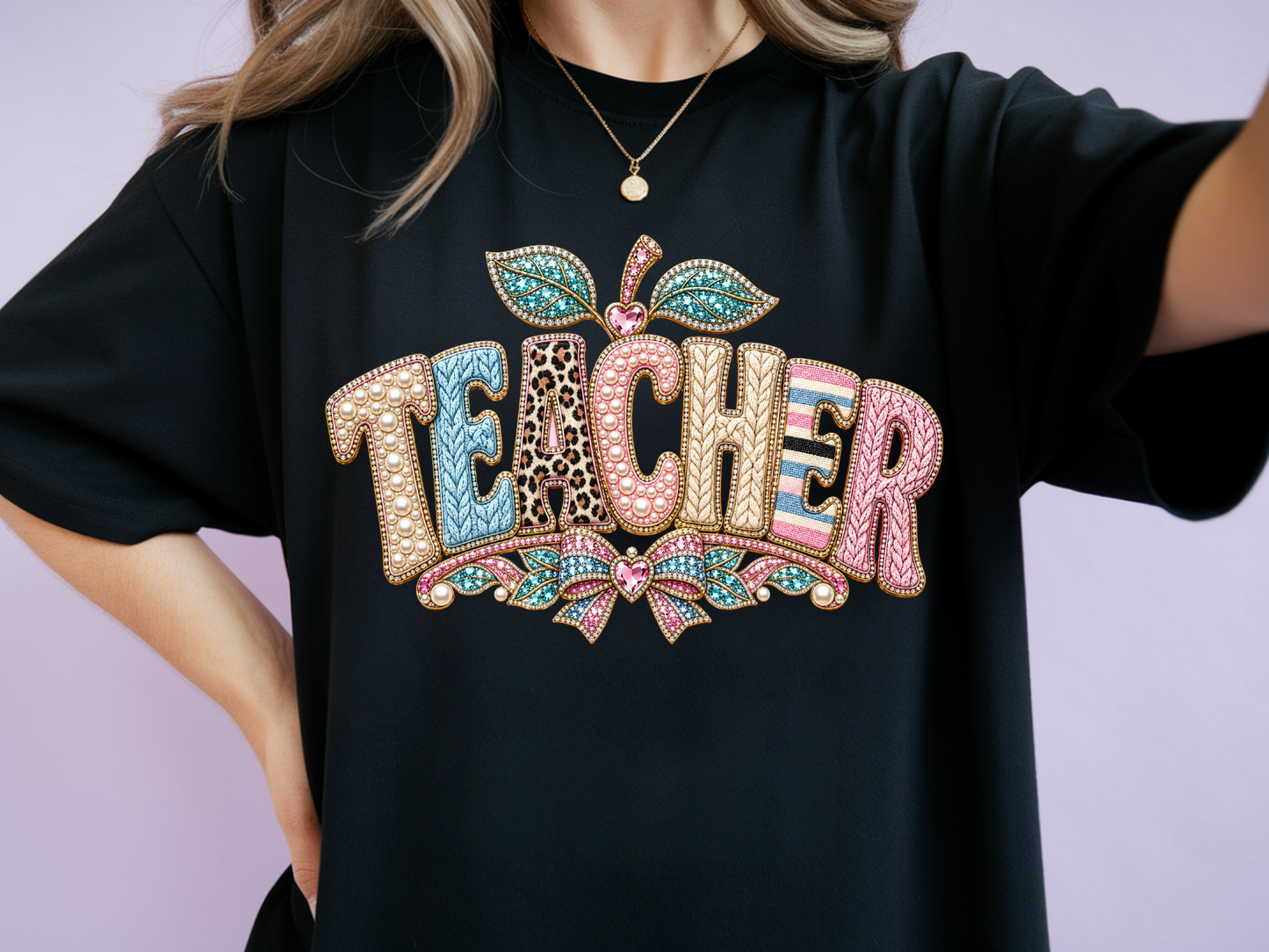 Rhinestone Teacher- Full Color - DTF Transfer - WHOLESALE