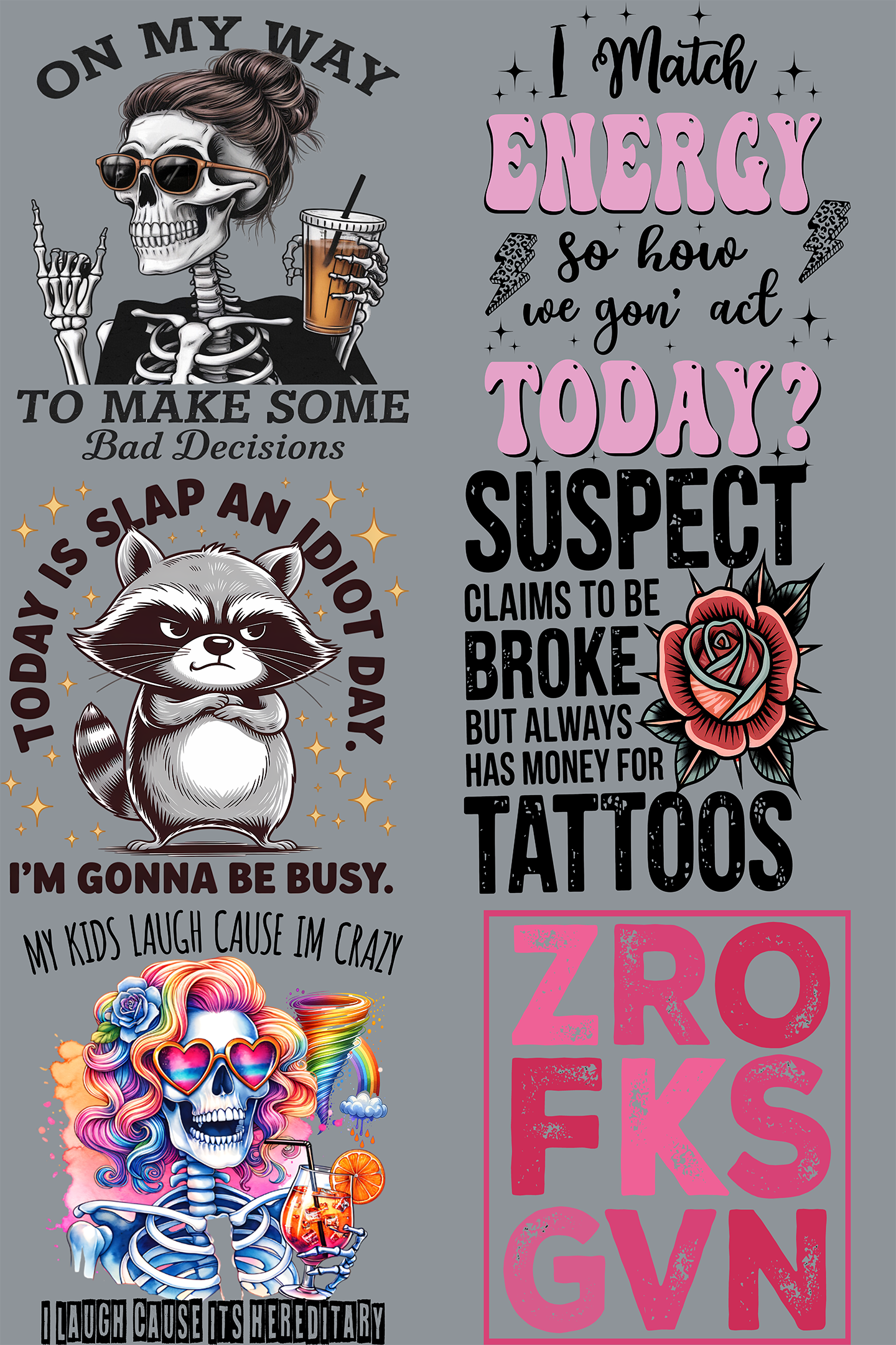 Sarcastic- UV Gang Sheet 11x12 (6 stickers)
