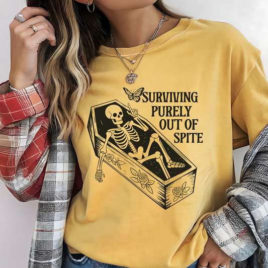 Surviving Purely Out of Spite- Single Color- DTF TRANSFER