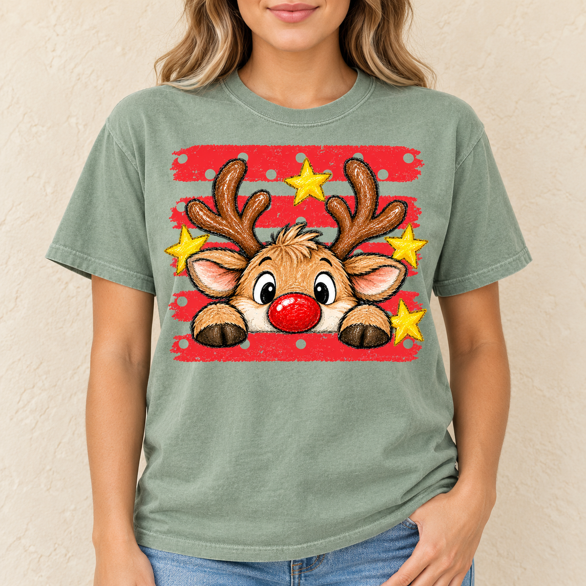 Cute Christmas Reindeer - Full Color DTF TRANSFER