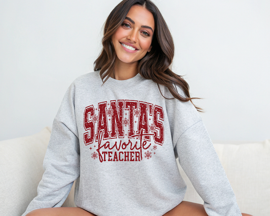 Santa's Favorite Teacher- Single Color- DTF TRANSFER- WHOLESALE