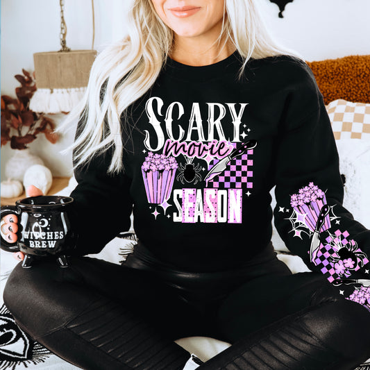 Scary Movie Season White- w/ Double Sleeves - Full Color DTF Transfer -Friday New Releases