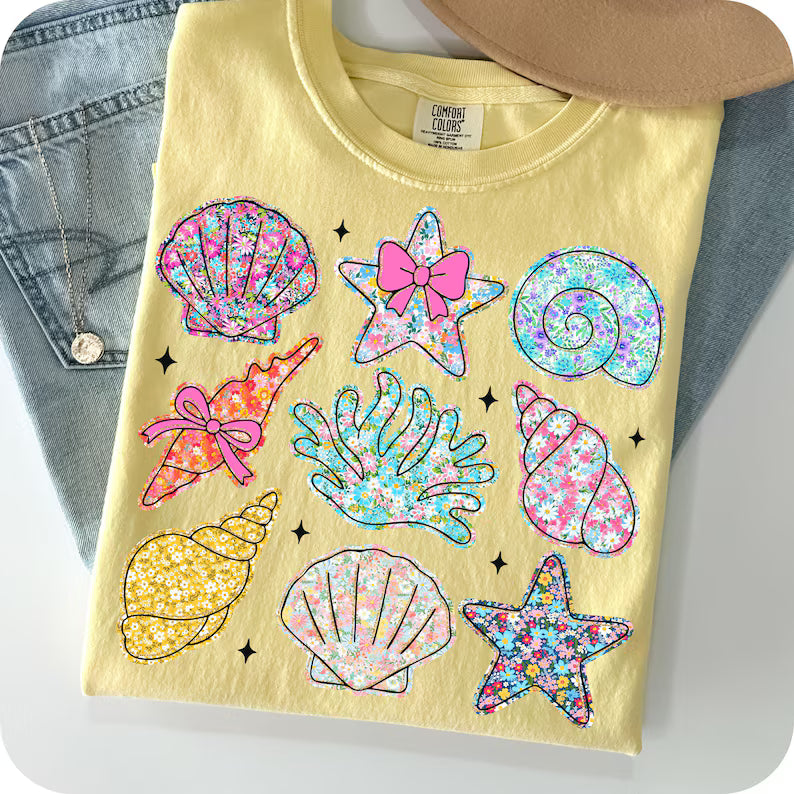 Seashell Collage - Full Color - DTF Transfer - 2-5 Business Days